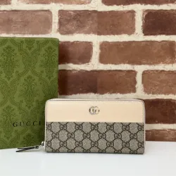  GG Supreme Leather Trim Zip Around Wallet 19.5×11×3cm #B65015
