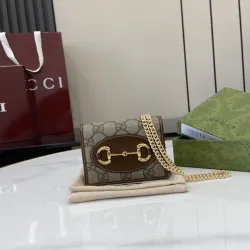 Mini Shoulder Bag with GG Canvas, Gold Double G Hardware & Chain Strap, Luxury Vintage-Inspired Design for Women #B55975  Mini Shoulder Bag with GG Canvas, Gold Double G Hardware & Chain Strap, Luxury Vintage-Inspired Design for Women #B55975