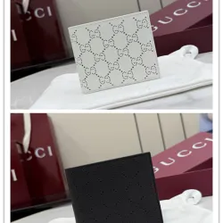  Perforated GG Leather Slim Card Holder Wallet 875873 #B66554