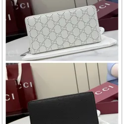  Perforated GG Leather Slim Card Holder Wallet 875873 #B66555