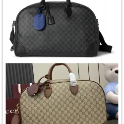  GG Emblem medium duffle bag in black fabric size:47×31×25cm #B53483
