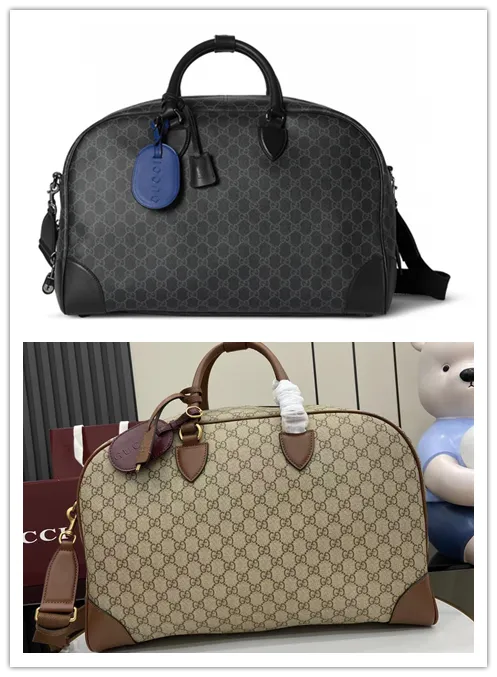 Gucci GG Emblem medium duffle bag in black fabric size:47×31×25cm #B53483