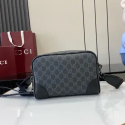 Gucci GG Emblem small crossbody bag in black fabric size:23×16×8cm #B53867