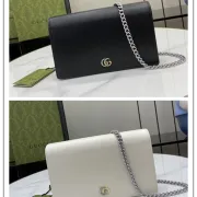 Gucci Black Textured Leather GG Marmont Mini Chain Bag size:20×12×4cm #B54010