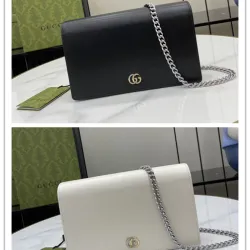  Black Textured Leather GG Marmont Mini Chain Bag size:20×12×4cm #B54010