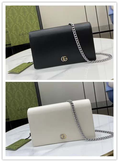 Gucci Black Textured Leather GG Marmont Mini Chain Bag size:20×12×4cm #B54010