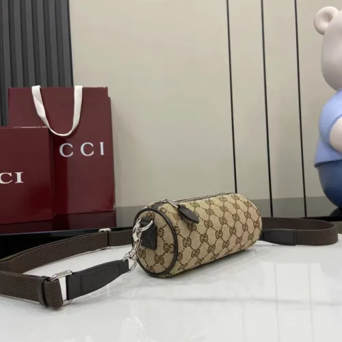 Gucci canvas mini cylinder bag in beige and brown GG canvas size:17.5×8×cm #B53489