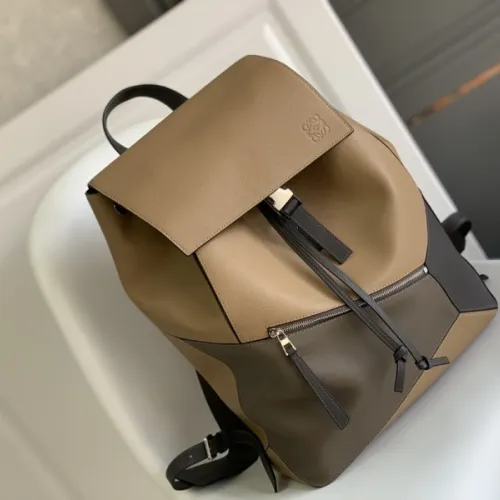 Loewe  Backpack - Multi-Tone Leather Patchwork, Anagram Logo, Drawstring Closure & Zipper Pocket, Stylish Luxury Backpack for Everyday Use #B56826