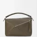 Loewe Puzzle Bag - Olive Green Grained Leather, Geometric Design, Top Handle & Adjustable Strap, Luxury Shoulder Bag for Women #B56851