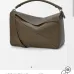 Loewe Puzzle Bag - Olive Green Grained Leather, Geometric Design, Top Handle & Adjustable Strap, Luxury Shoulder Bag for Women #B56851