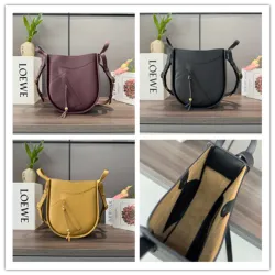 Loewe Women's Saddle Bag - Multiple Colors (Burgundy, Black, Mustard), Adjustable Strap, Signature Design, Luxury Crossbody Bag Collection #B56864