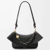 Loewe Women's Shoulder Bag - Black Leather, Gold-Tone Chain Detail with Knot Accents, Signature Branding, Stylish Luxury Crescent Bag #B56853