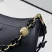 Loewe Women's Shoulder Bag - Black Leather, Gold-Tone Chain Detail with Knot Accents, Signature Branding, Stylish Luxury Crescent Bag #B56853