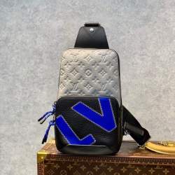 louis vuitton blue LV avenue sling bag leather #99921410