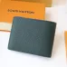 Louis Vuitton Style Slender Wallet - Monogram Taiga Leather Bifold Card Holder | 8 Card Slots + Paper Compartment (M81628) #B59489