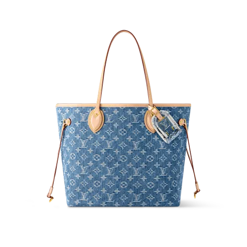 Louis Vuitton Tote Handbag Neverfull MM Monogram Denim Bags and Small Leather #B53378