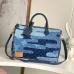 LV Original M15277 Sac Speedy Bandoulière 40 | Denim Patchwork Travel Bag with Koi Fish Motif #B60246
