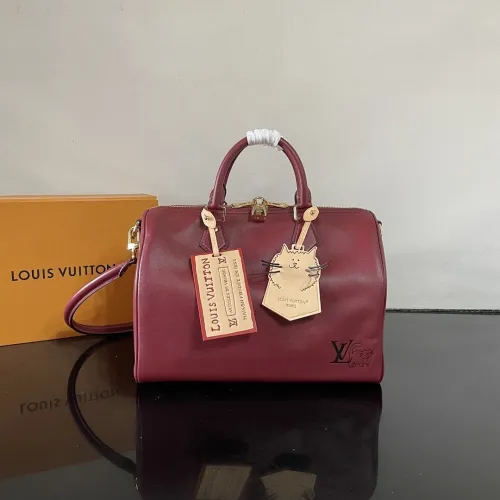 Louis Vuitton M25766 Speedy Soft 30 | Premium Leather Shoulder Bag with Cat Motif Charm 30×21×17 cm #B60245