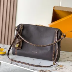  M26397 Express Medium Hobo Bag Dark Brown Calfskin Monogram Trim Crossbody Handbag #B65983