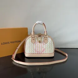  M28672 Stamp Limited Alma BB Printed Canvas Dome Top Handle Crossbody Bag #B65988