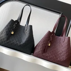 Louis Vuitton Neverfull MM Tote Bag (2 Colors) – Black/Burgundy Monogram Empreinte Leather with Gold-Tone Lock #B59169