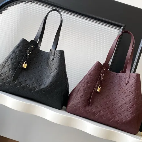 Louis Vuitton Neverfull MM Tote Bag (2 Colors) – Black/Burgundy Monogram Empreinte Leather with Gold-Tone Lock #B59169
