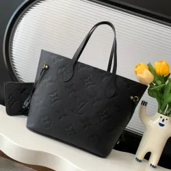 Louis Vuitton Neverfull medium shopping bag Handbag With Chip All Black #B54856