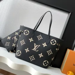 Louis Vuitton Neverfull medium shopping bag Handbag With Chip Black #B54854