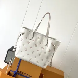 Authentic Louis Vuitton White Monogram Empreinte Neverfull MM Tote Bag M14285 #B55990