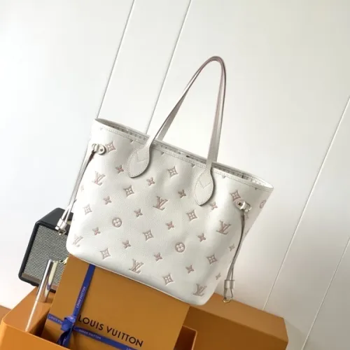 Authentic Louis Vuitton White Monogram Empreinte Neverfull MM Tote Bag M14285 #B55990