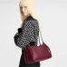 Louis Vuitton M27689 Express Medium Hobo Bag Burgundy Calfskin Monogram Trim Shoulder Handbag #B65981