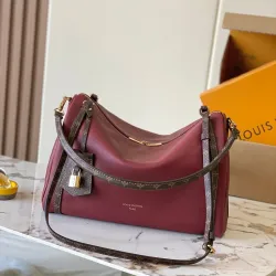  M27689 Express Medium Hobo Bag Burgundy Calfskin Monogram Trim Shoulder Handbag #B65981