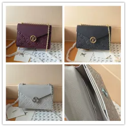 Louis Vuitton Mylockme Chain Wallet (3 Colors) – Burgundy/Black/Light Gray Monogram Empreinte Leather with Signature LV Lock #B59171