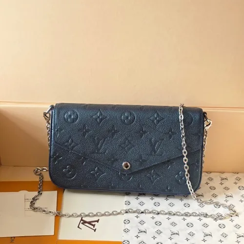 Louis Vuitton Pochette Metis Crossbody Bag – Iridescent Navy Monogram Empreinte Leather (Silver-Tone Chain Strap) #B58778