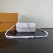 Louis Vuitton White Embossed Monogram Crossbody Bag With Chain Strap And Adjustable Belt size:23×12×4cm #B54276