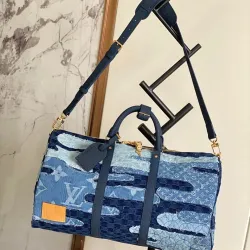 LV Original M26117 Keepall Bandoulière 50 | Denim Boro Patchwork Travel Bag 29×23×50 cm #B60244