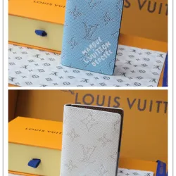 LOUIS VUITTON LV SHW Coin Card Case Chip version White/Blue #B53466