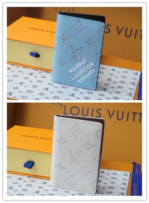 LOUIS VUITTON LV SHW Coin Card Case Chip version White/Blue #B53466