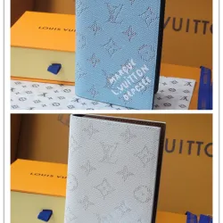 LOUIS VUITTON passport Case Chip version White/Blue #B53470