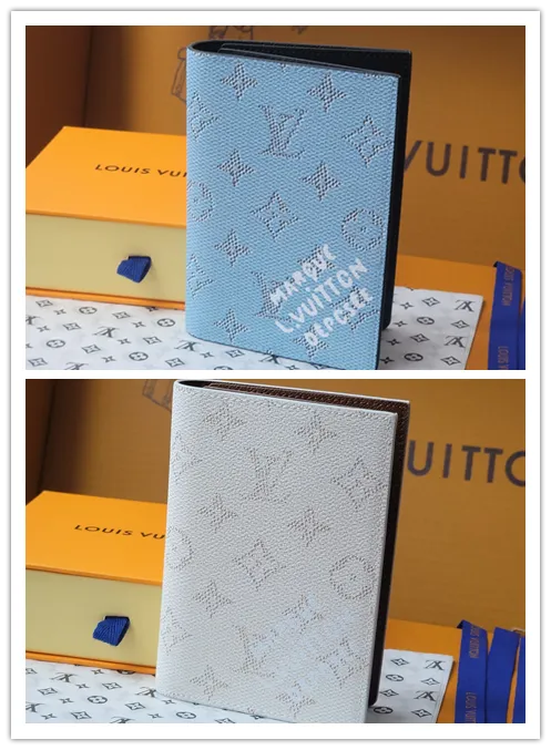 LOUIS VUITTON passport Case Chip version White/Blue #B53470