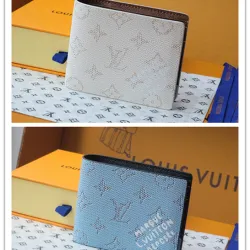 Louis Vuitton M14691 Chip Version Wallet - White/Blue Pattern (Chip-Enabled) #B59472 Louis Vuitton M14691 Chip Version Wallet - White/Blue Pattern (Chip-Enabled) #B59472