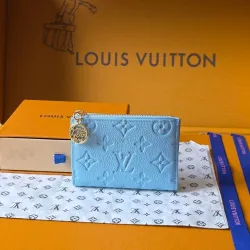  M27488 Lisa Light Blue Empreinte Leather Compact Zip Card Wallet #B66008