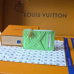  M27668 Porto Cult Romy Green Empreinte Leather Zip Card Holder Wallet #B66007