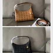 MCM Aren Visetos Hobo Shoulder Bag, PVC Leather, Style 65037 26x19x9.5cm #B61784