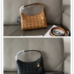 MCM Aren Visetos Hobo Shoulder Bag, PVC Leather, Style 65037 26x19x9.5cm #B61784