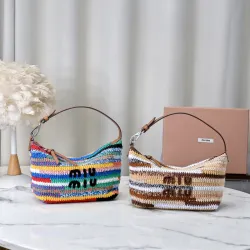 MIUMIU Logo crochet shoulder bag in multicoloured size:25.5×14×10cm #B53490