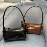 Miu Miu 5NE029 Glazed Leather Bow Barrel Shoulder Bag Embossed Logo Handbag #B65969 Miu Miu 5NE029 Glazed Leather Bow Barrel Shoulder Bag Embossed Logo Handbag #B65969