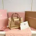 Tan/caramel Woven Fabric Handbag With Leather Trim #B50800