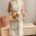 Tan/caramel Woven Fabric Handbag With Leather Trim #B50800