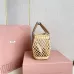 Tan/caramel Woven Fabric Handbag With Leather Trim #B50800
